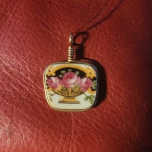 Floral Pendant with Gold Accents